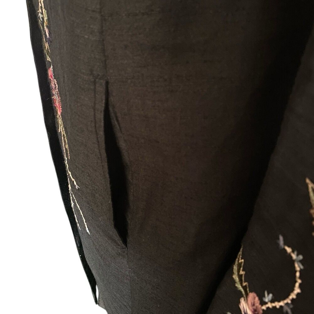 Vtg Embroidered Floral Jacket Blazer Silk Blend M Women’s Banded Collar Black - Picture 13 of 16